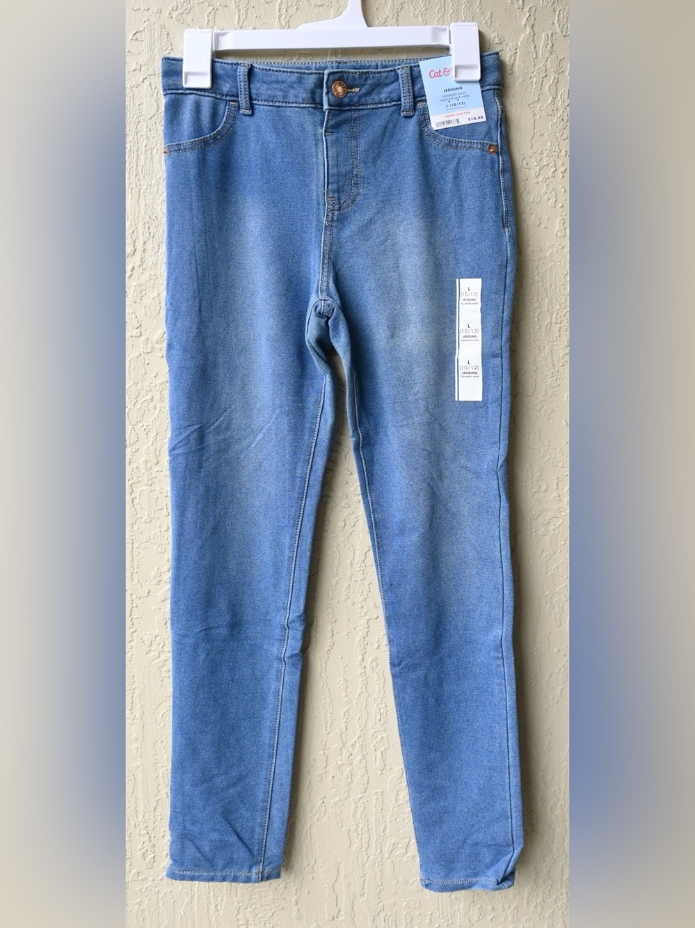 Cat & Jack Light Blue Adjustable Waist Soft Denim-Look Jeggings